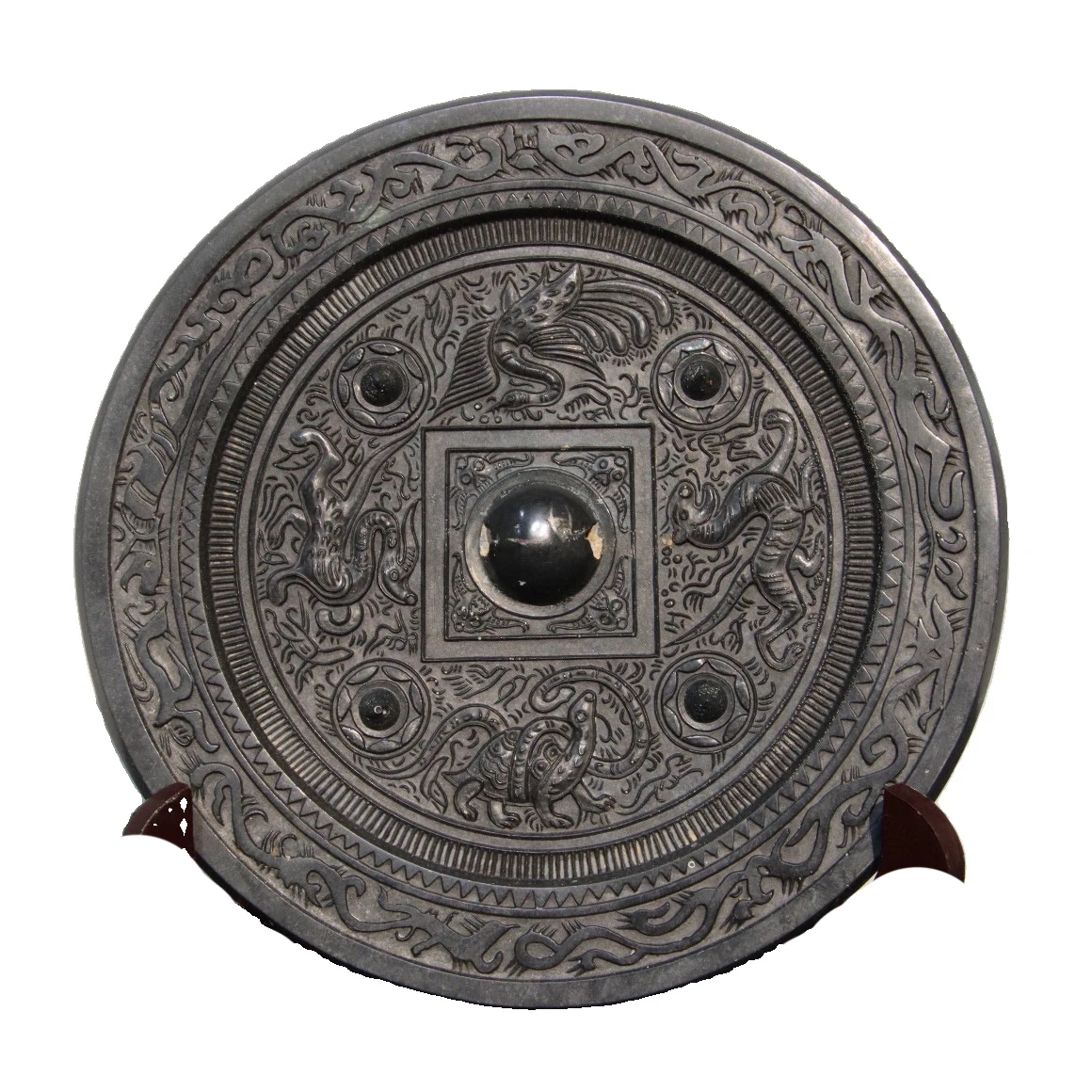 

LAOJUNLU Bronze Nipple Nail Mirror 18Cm Long Chinese Traditional Style Antiques Fine Art Gifts Crafts