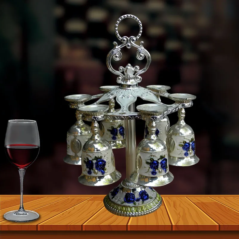 

Zinc Alloy European Wine Set Home Decor Handicraft Ornaments Fashion Restaurant Decoration Creative Embossed Liquor Set Barware