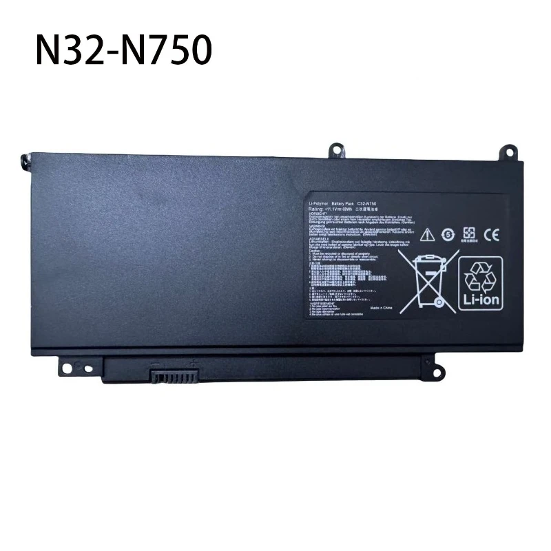 Фото Аккумулятор для ноутбука C32-N750 11.1V 6260mAh для ASUS N750 N750JK N750J N750JV N750Y47JV-SL N750Y47JK-SL, сменные батареи для ноутбуков №2