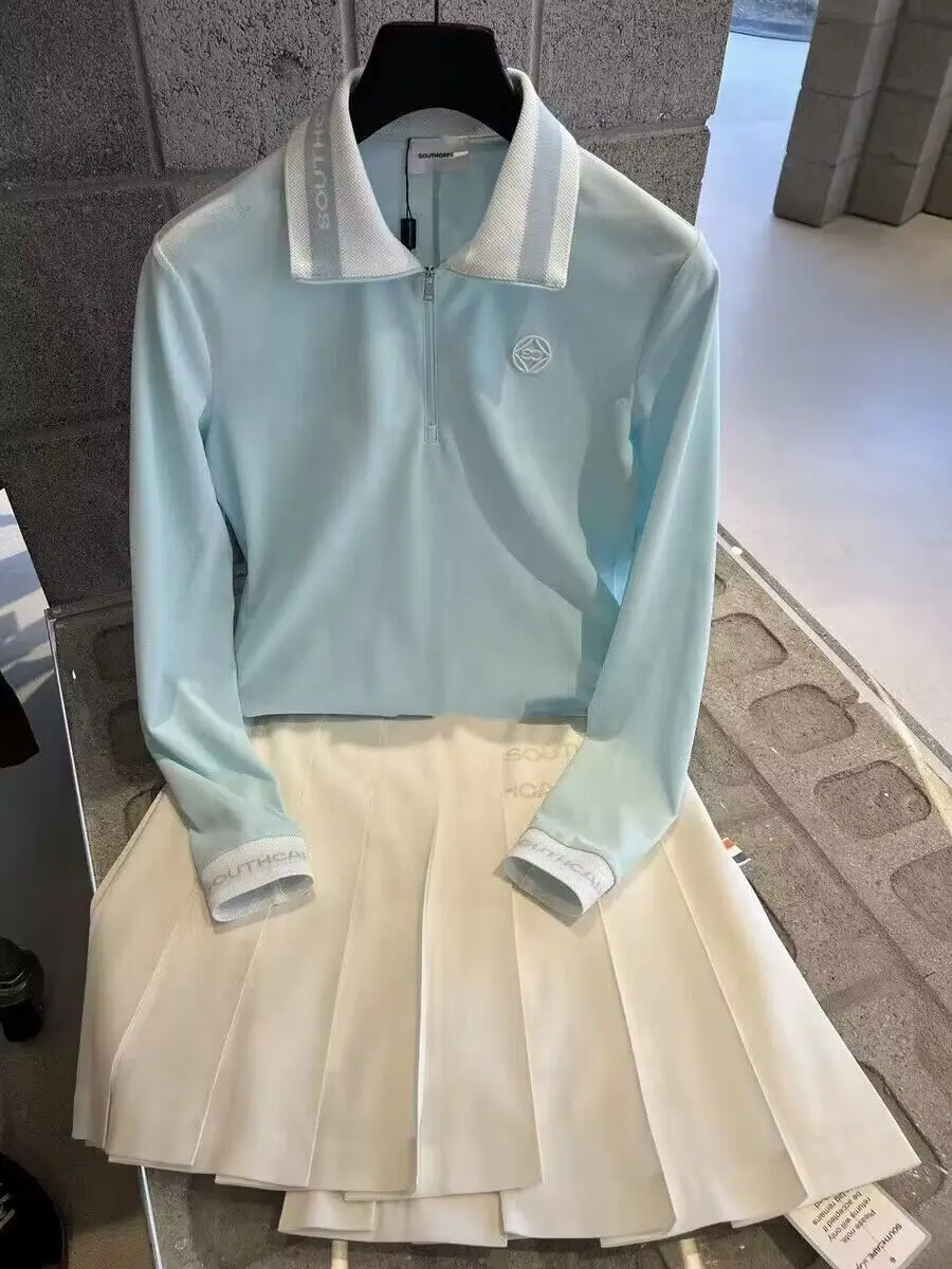 

southcape23 early autumn new Golf women's T-shirt short sleeve lapel lapel half zip Polo long sleeve shirt,