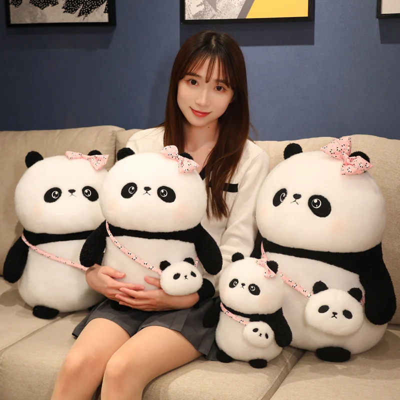 

Kawaii Panda Plush Toy Stuffed Animal Soft Plushie Cute Panda with Bag Kids Pillow Appease Toy Girls Birthday Christmas Gift