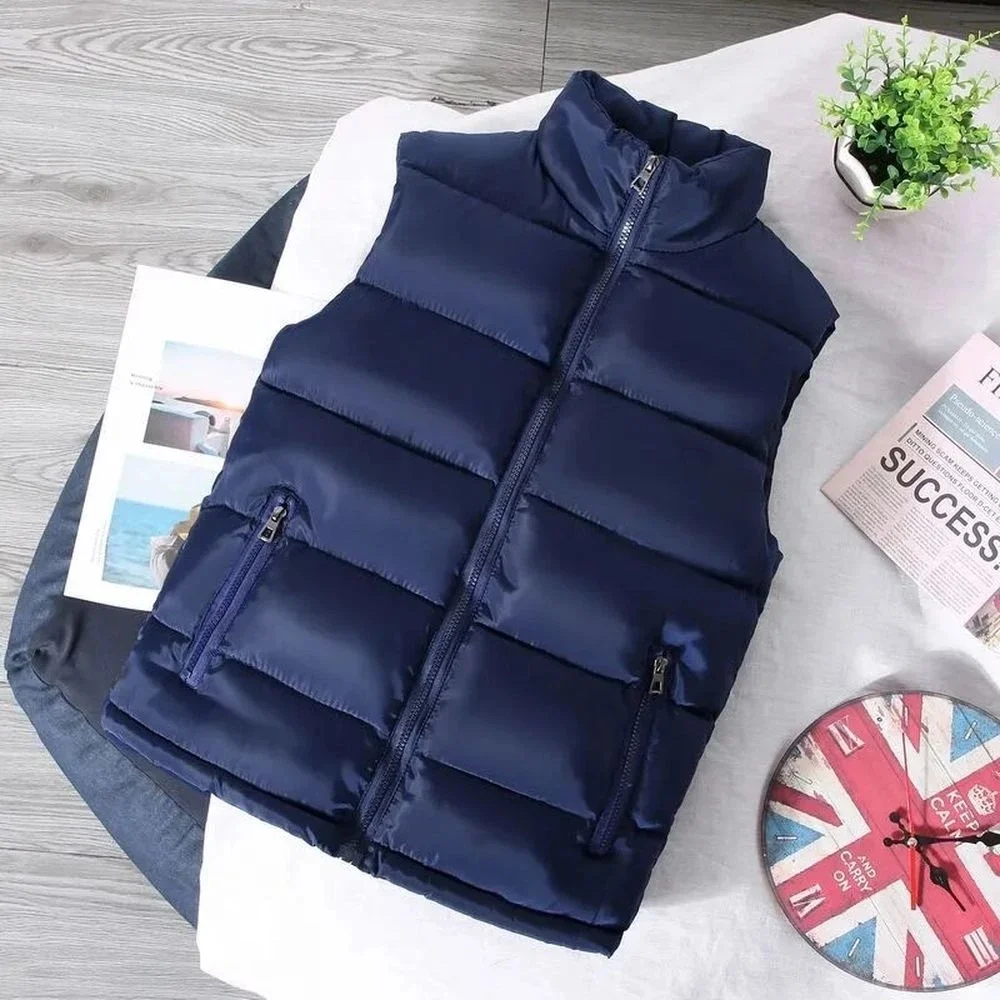 

White V Jacket Men Slim Fit Stand Collar Sleeveless Puffer Jackets Spring Autumn Casual Waistcoat Men Warm Coat 2023 Trends