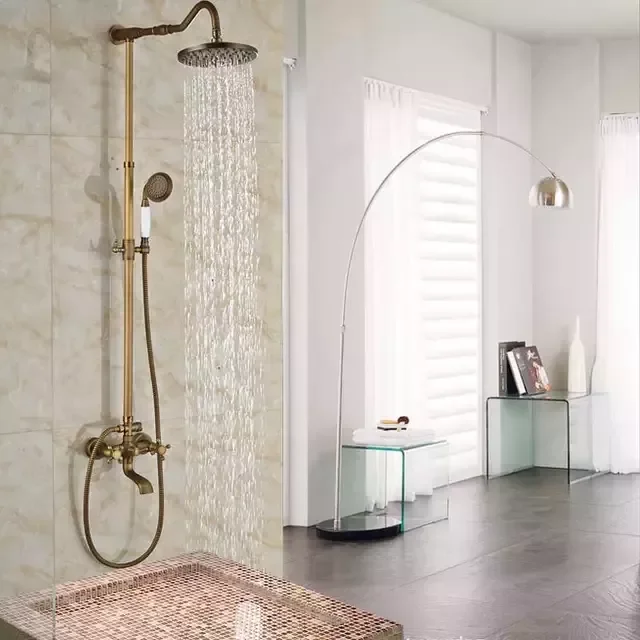 

Luxury Rainfall Shower Mixer Faucet In Wall Bath Shower Set Rainfall 8" Brass Shower Head Tub Shower Mixer Tap with Handsho