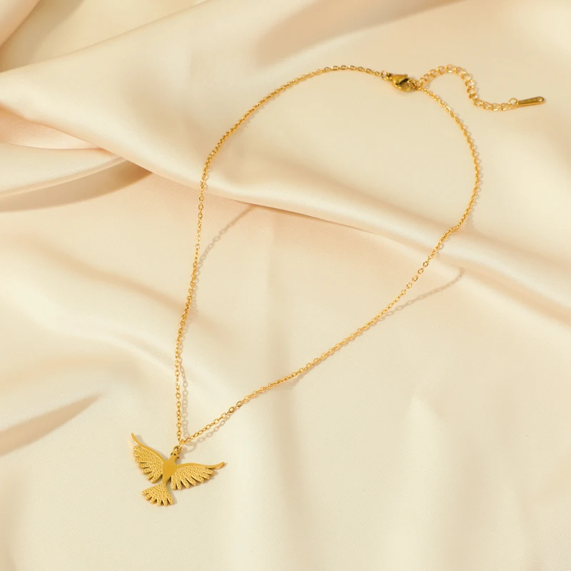 GANEMLY нержавеющая сталь 316L золотого цвета орел Феникс птица ожерелье серьги набор