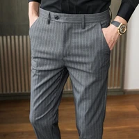 2022 spring classic striped men suit pants high quality business dress pant office social suit pant casual slim wedding trousers