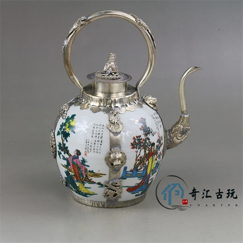

Белый медный фарфоровый горшок, украшение, античный мешок, фарфоровый кувшин, чайник, Античная коллекция, украшение для дома, подарок, орнам...