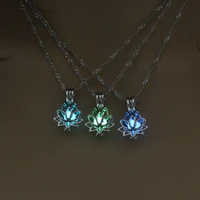 glowing luminous lotus pendant necklaces for women men teens 2021 trendy fluorescent stone pendant necklace fashion jewelry gift