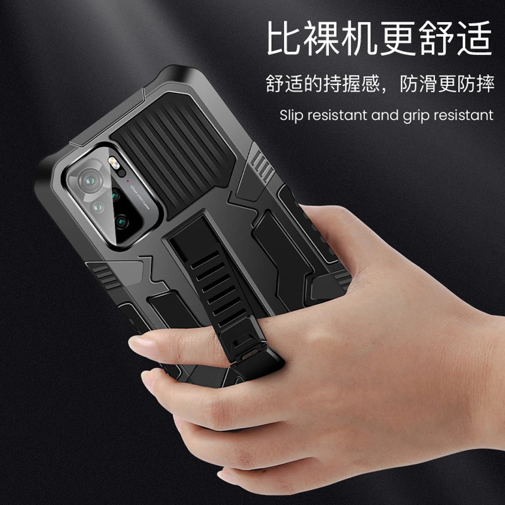 

Redmi Note 10T 5G Shockproof Case Bumper Armor Back Cover for Xiaomi Redmi Note 11S Stand Funda Redmi Note 10S 11T 11 Pro+ Etui