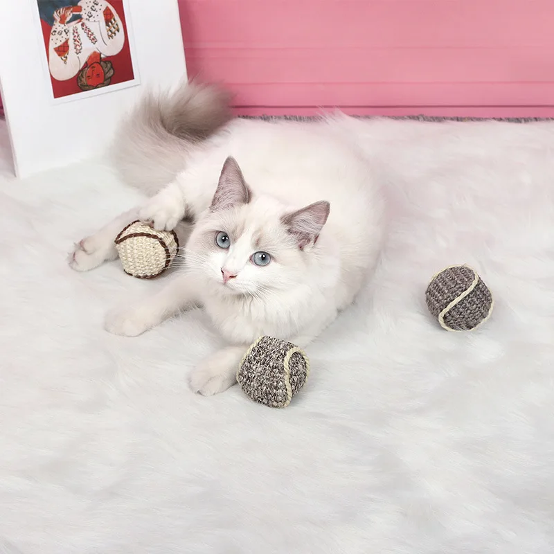 

Cat Toys Sisal Natural Cat Scratcher Proof Cats Toy Funny Cat Chewing Playing Supplies Ball Toys for Cat Kitten Pet Product