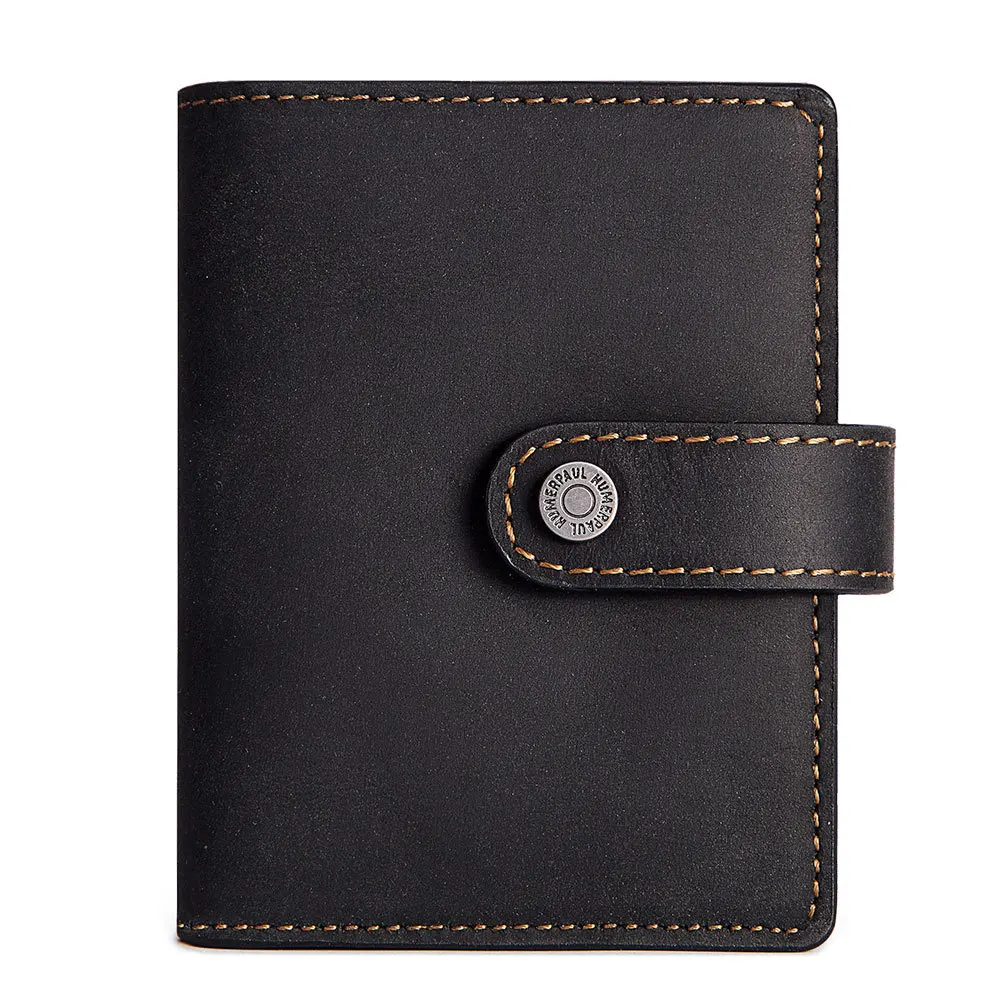 Men's Wallet Crazy Horse Leather Coin Purse RFID Anti-Magnetic Short Wallet Vintage Zipper Leather Card Holder for Men