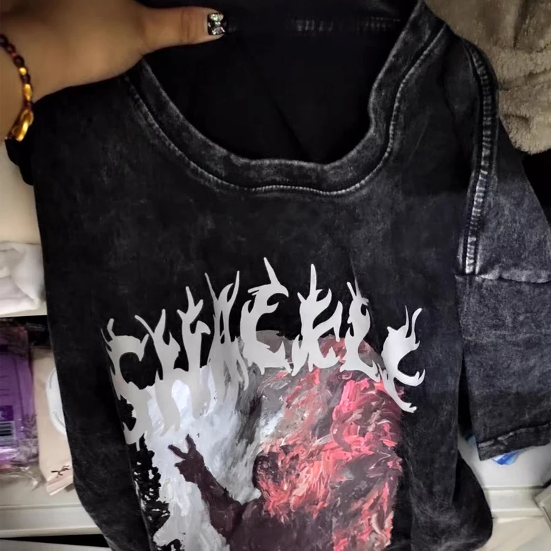 Мужская Винтажная Футболка оверсайз с коротким рукавом футболка графическим