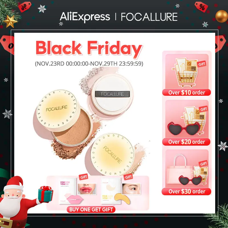 

FOCALLURE Multi-use Matte Natural Loose Powder Long-lasting Lightweight Oil Control Face Compact Setting Powder Makeup Cosmetics