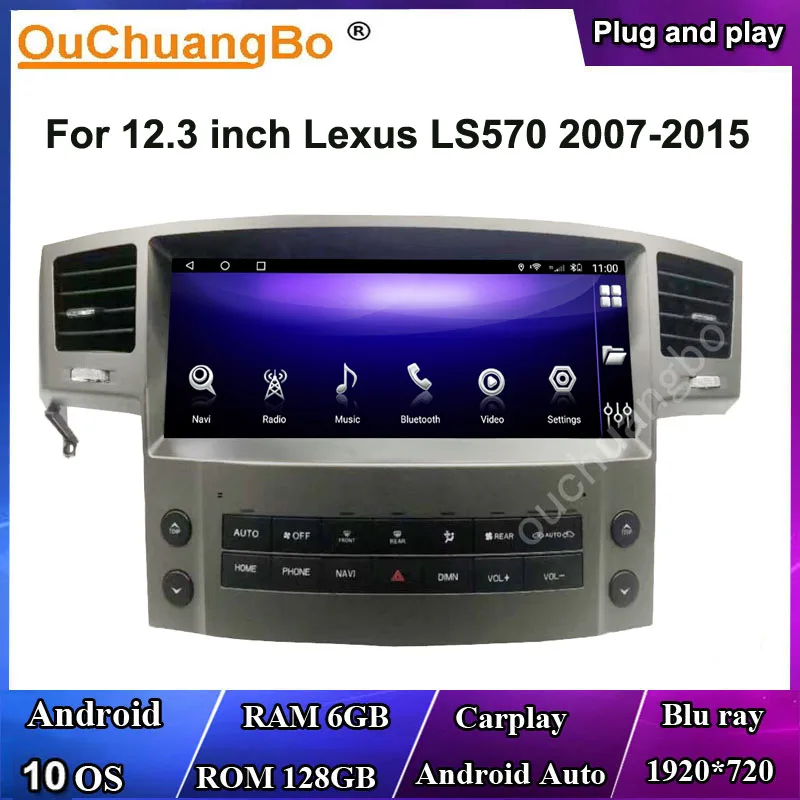 

Ouchuangbo Android 10 Radio GPS Head Unit For Lexus LS570 2007-2015 Multimedia With 8 Core 6GB 128GB CarPlay 4G 1920*720