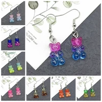 35 colors handmade candy color bear earrings cute cartoon gradient color bears for ladies and girls everyday jewelry party gifts