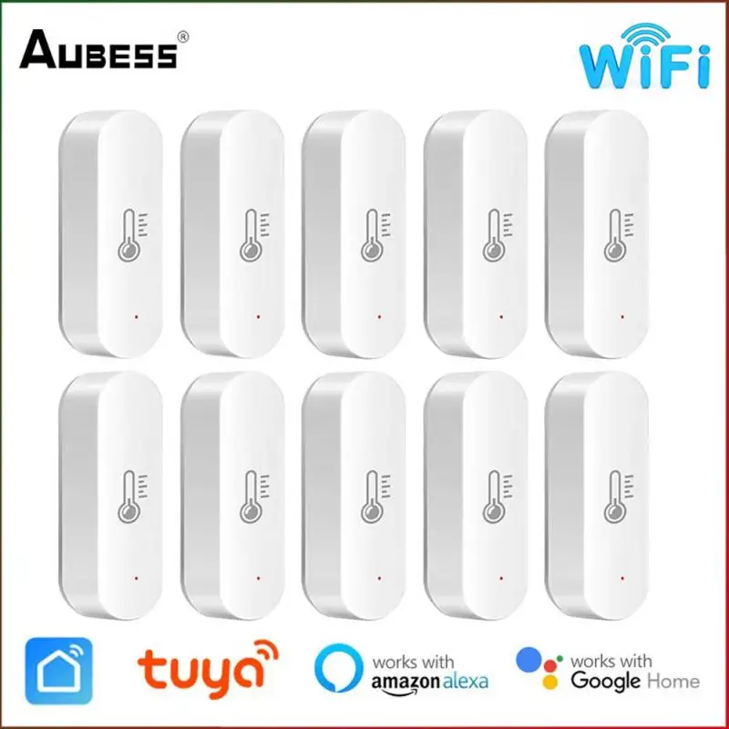 

Умный датчик температуры и влажности AUBESS Tuya, Wi-Fi датчик мониторинга и напоминания, работает с умным Life голосовым управлением, Alexa Google Home