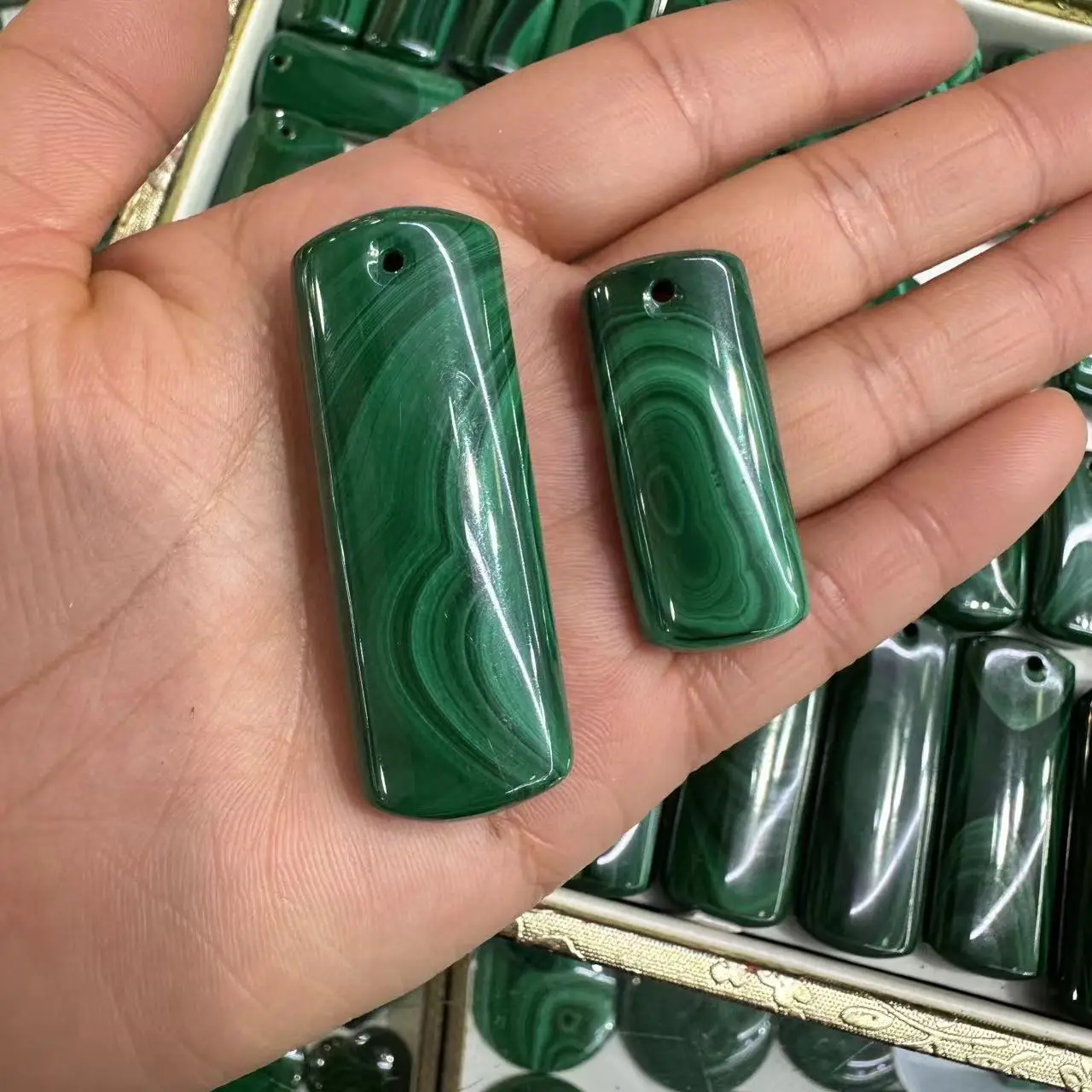 Ааанатальный кулон из Малахита Кристалл квадратной формы Исцеление Рейки