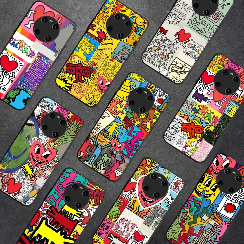 

K-Keiths-Haring-Works-Colorful-Print iphone case For Huawei Y9 6 7 5 Prime Enjoy 7s 7 8 plus 7a 9e 9plus 8E Lite Psmart Shell