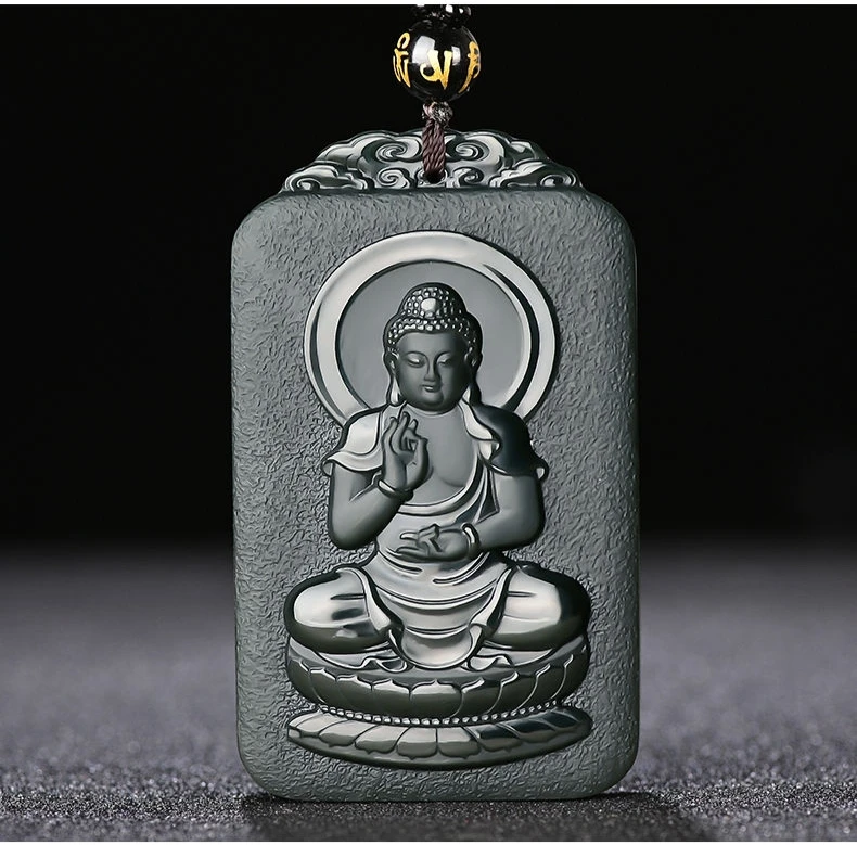 

New Natural Hetian Cyan Jade Carving Dog Patron Saint Black Green Pendant Necklace Exquisite Jewelry Men Women with Chain Gift