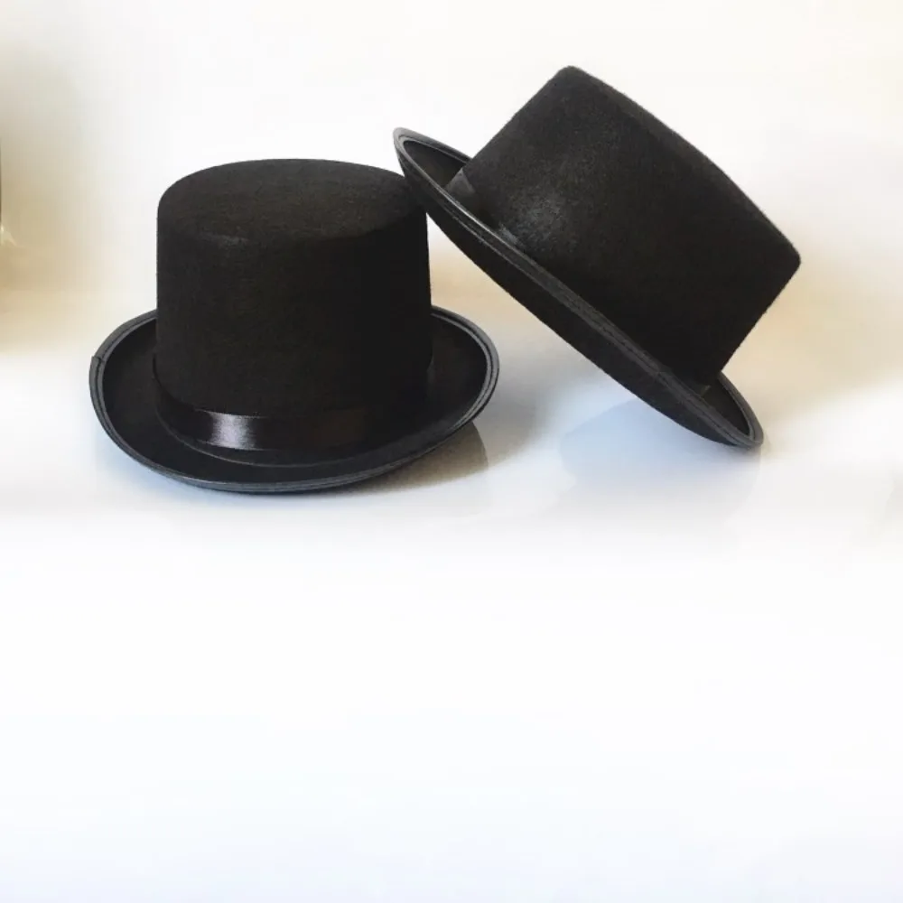 

Costume Accessory Black Top Hat Fabric Magician Hat Fashion Jazz Cap for Stage Performances Party Kids Adult