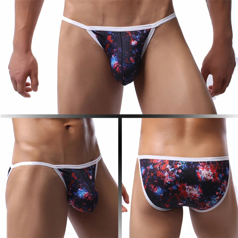 4pcs Sexy Men Underwear Breathable Printed Briefs Men Underpant Cuecas Calzoncillos Briefs Bulge Pouch Bikini Lingerie Jockstrap