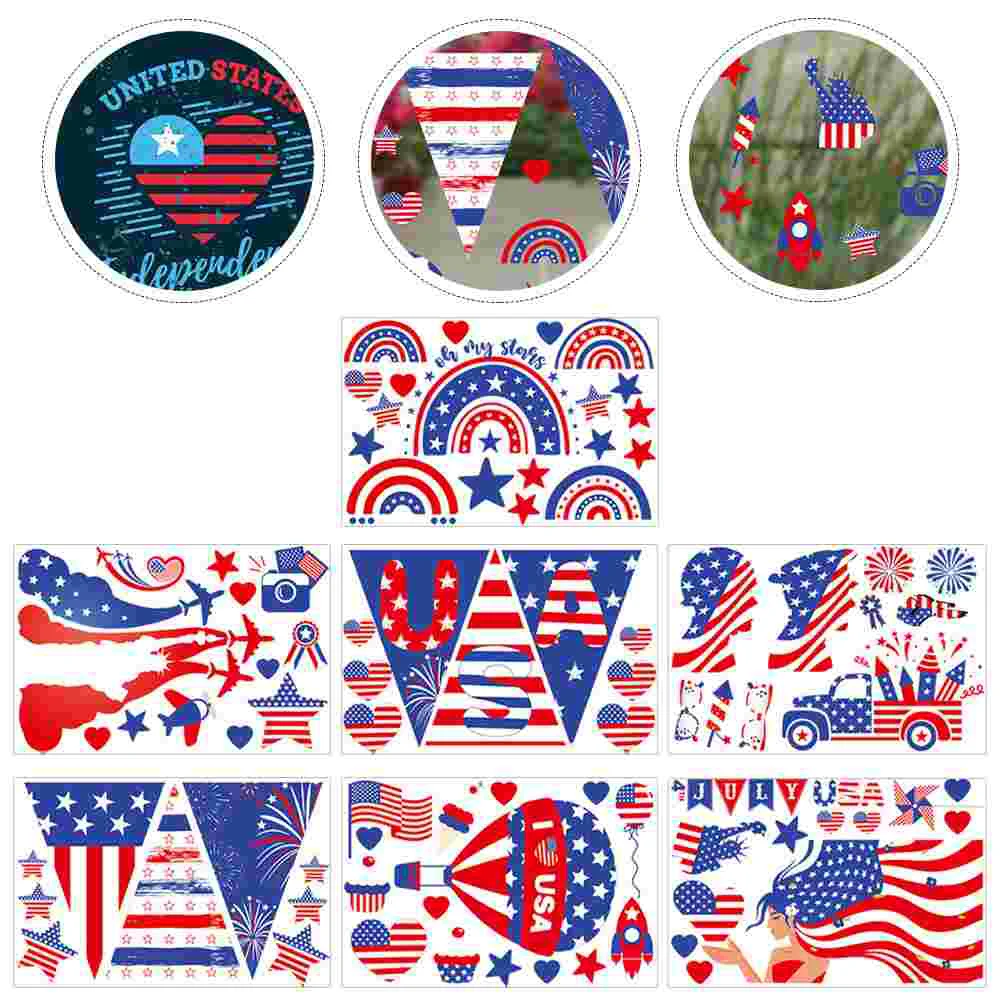 Independence Day Window Cling Party Decals Decor Static Patriotic Independent Ornaments Removable Stickers Clings Fourth July