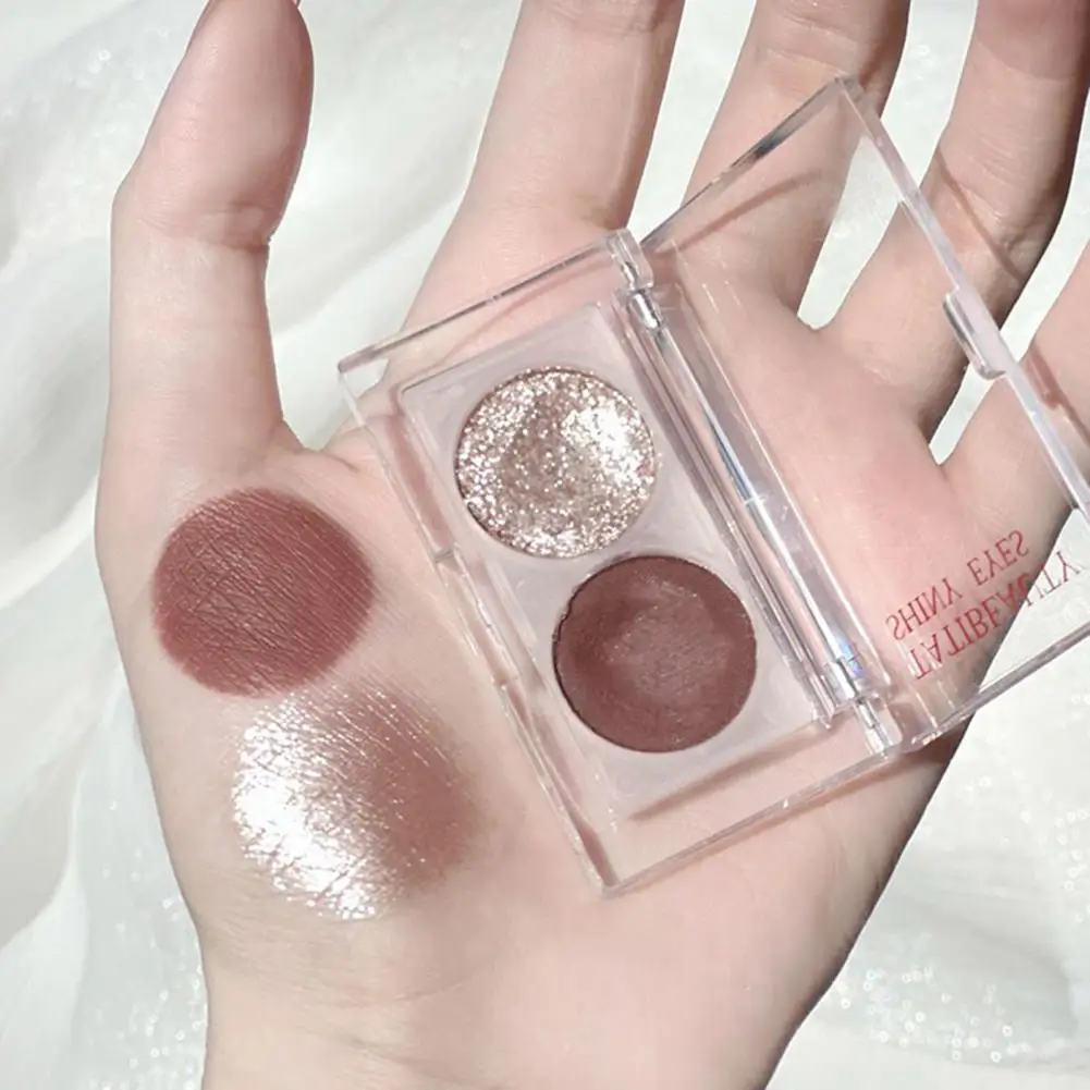 

Eyeshadow Palette Pumpkin Shade Shiny Waterproof 2 Color Glitter Eye Shadow Plate for Girl