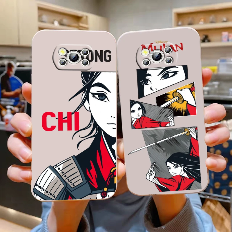 

Disney Mulan Cute For Xiaomi POCO M5 M4 X4 F4 C40 X3 NFC F3 GT M4 M3 M2 Pro C3 X2 4G 5G Liquid Rope Silicone Phone Case