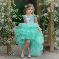 green baby flower girl dress tiered birthday wedding party dresses appliques costumes first communion quality high drop shipping
