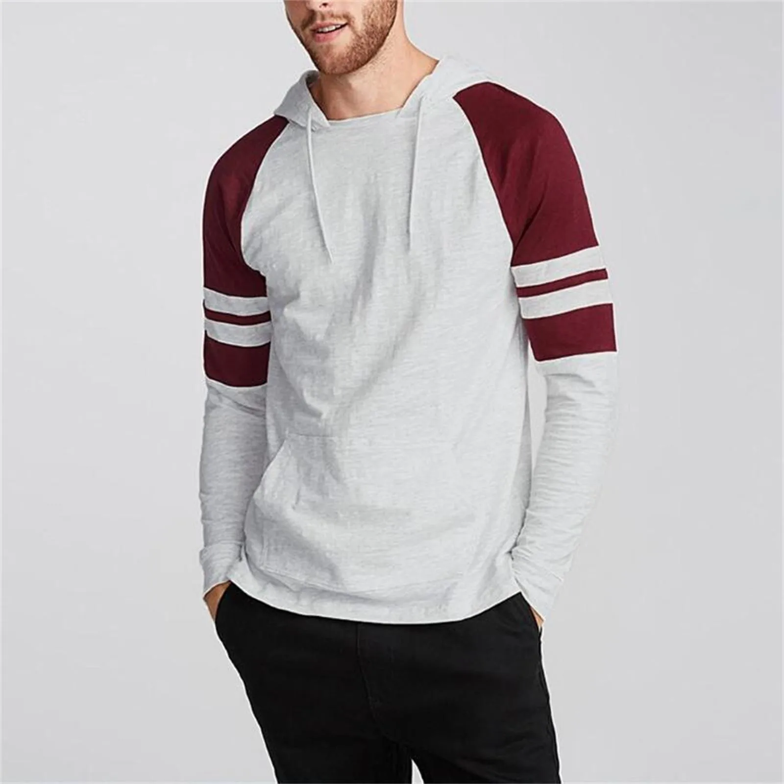 

Loose Sports Hoodies Sweatshirt Training Hoodie Color Block Tops Long Sleeve Sweatshirts For Men Streetwear Outfits Sudaderas
