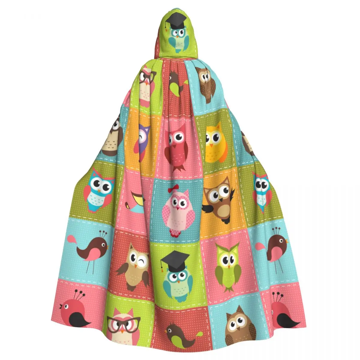 

Unisex Witch Party Reversible Hooded Adult Vampires Cape Cloak Owls Pattern
