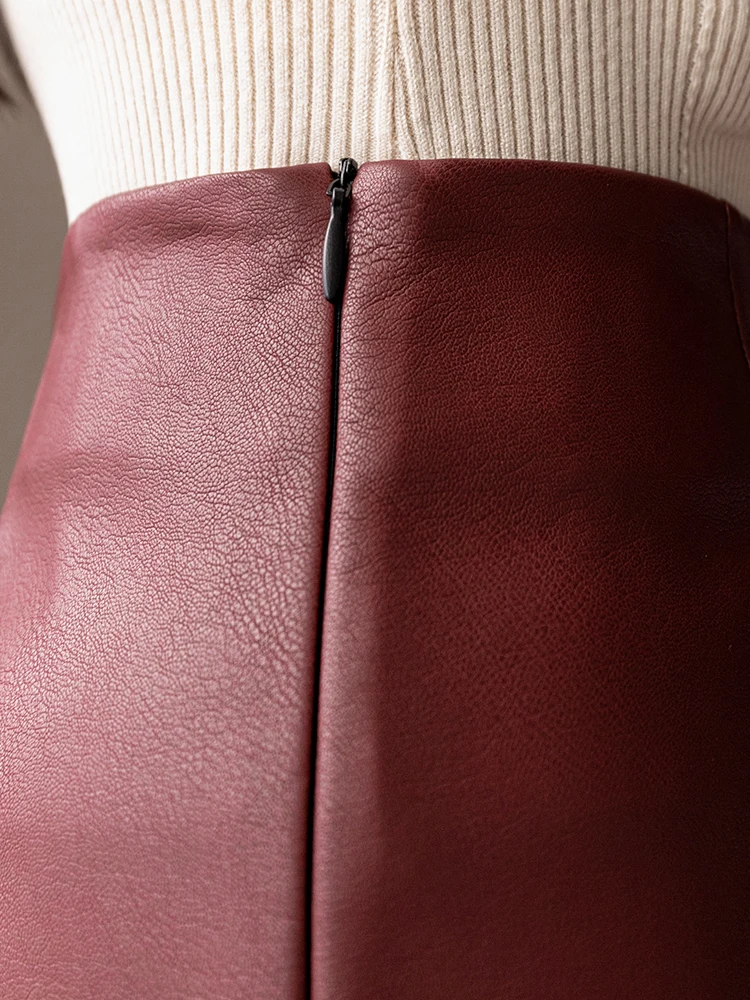 Винтажная юбка до колен из искусственной кожи с завышенной талией облегающая