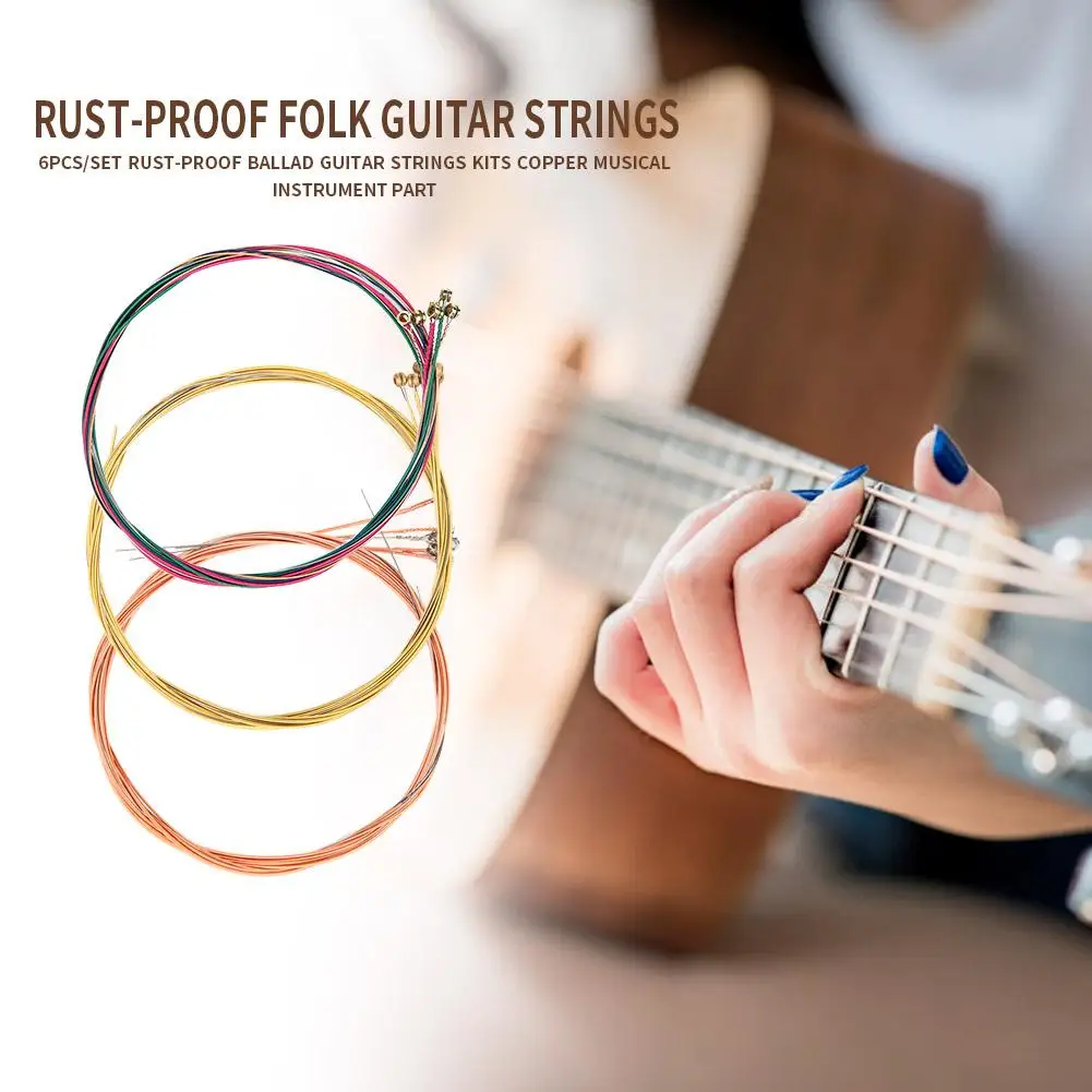

6pcs/set Hot Sale Guitar Strings Acoustic Guitar Replacement Accessories Ballad Copper Guitar Strings Repair Tool Sets
