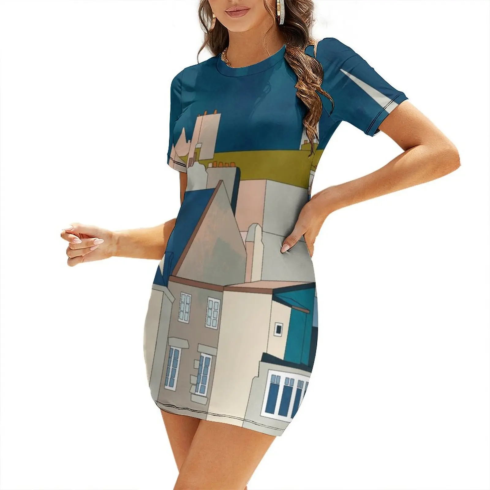 Бриттани Иллюстрация Франция Платье с короткими рукавами Женское модное женское