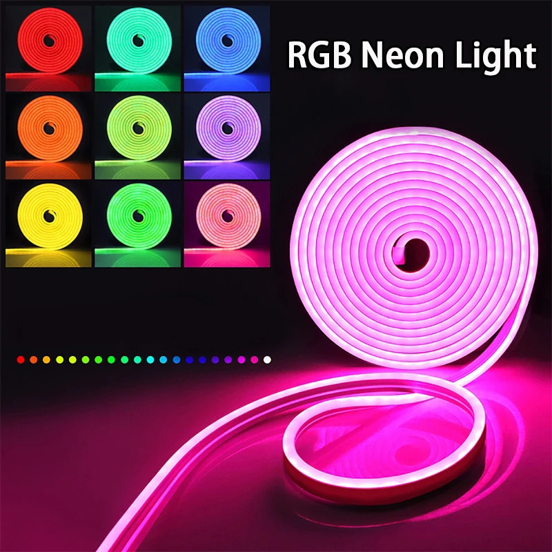 

2/3/5M RGB LED Neon Strip Home Decoration LED Strip Flexible Silicone LED Neon Light with Mini Bluetooth Control Remote Control