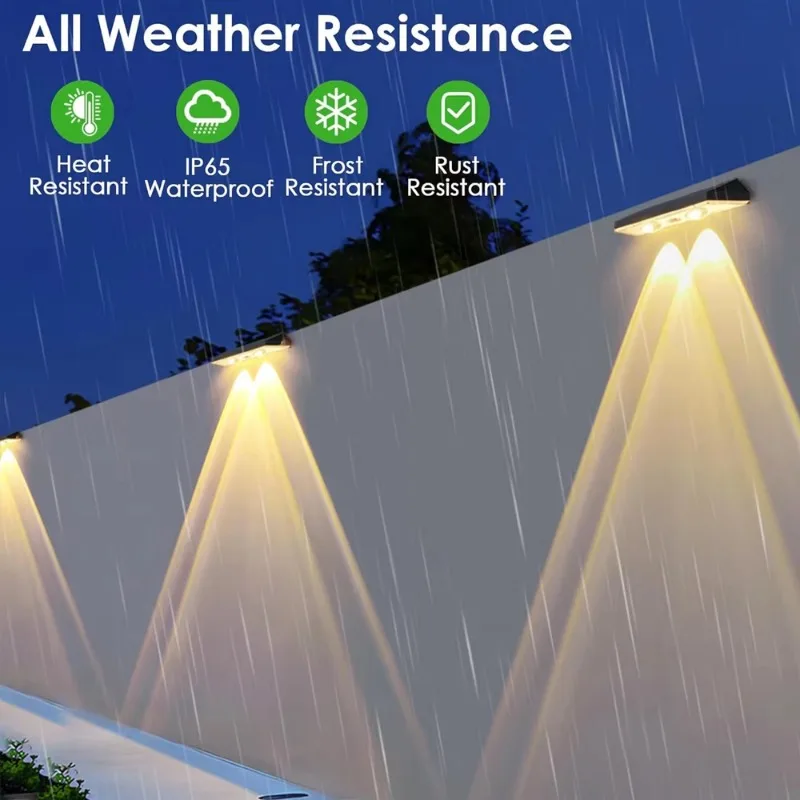 НОВЫЙ комплект из 2 солнечных настенных светильников 4 светодиодных светильника