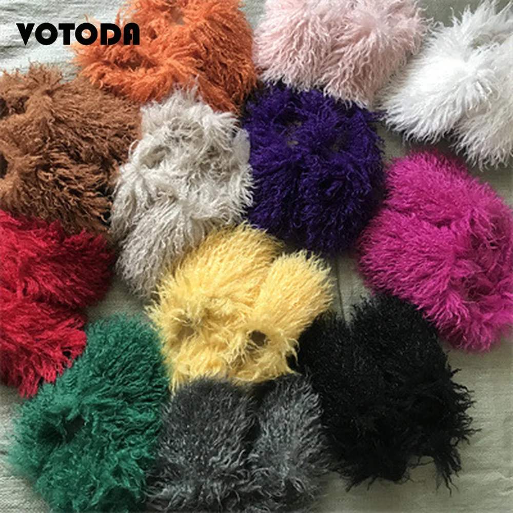 Luxury Mongolian Fur Slippers Women Winter Long Wool Snow Boots Warm Flat Non-slip Home Teddy Fur Slide Ladies Cute Cotton Shoes