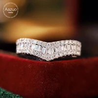 aazuo 18k white gold south africa diamonds 0 65ct princess cut v shape ring gift for women luxury engagement halo anillos mujer