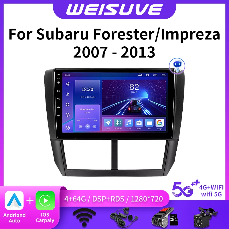 Android12 Car Radio For Subaru Forester 3 SH 2007-2013 For Impreza GH GE 2Din Multimedia Player Navigation GPS Carplay Head Unit
