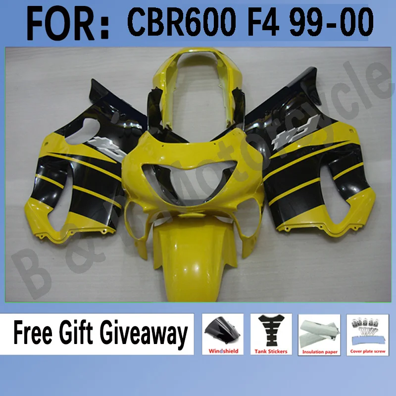 

New ABS Motorcycle Full Fairings Kit for HONDA CBR600 F4 1999-2000 CBR600 1999 CBR 600 99-00 Bodywork Fairings Set Yellow Black