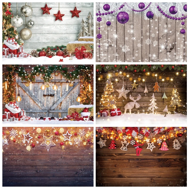 

Merry Christmas Wooden Board Backdrop Phtotography Baby Portrait Photo Photographic Party Decor Background Photo Studio Props