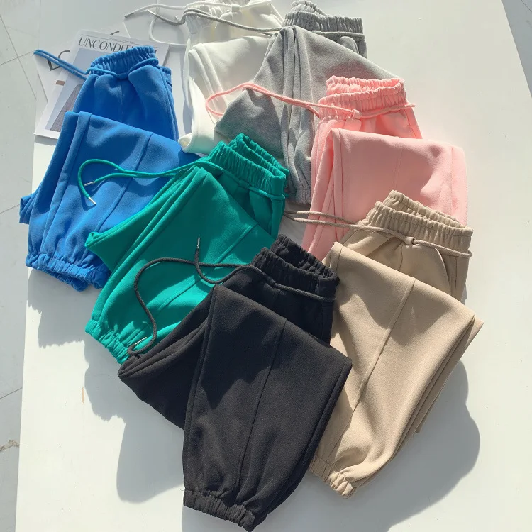 

Женские спортивные штаны высокого качества, модные парные спортивные свободные длинные брюки, серые джоггеры с высокой талией, повседневны...