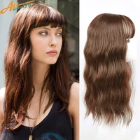 allaosify long water ripple curly with bangs synthetic wig for women black brown replenishes the hair in the head headband wig