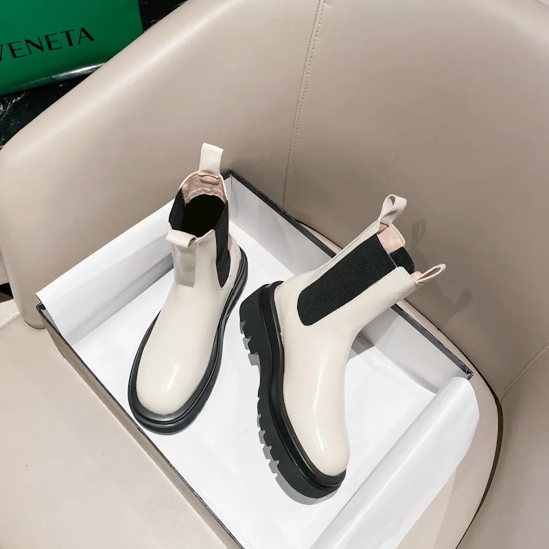 Новое поступление ботинки челси на толстой подошве в британском стиле для женщин