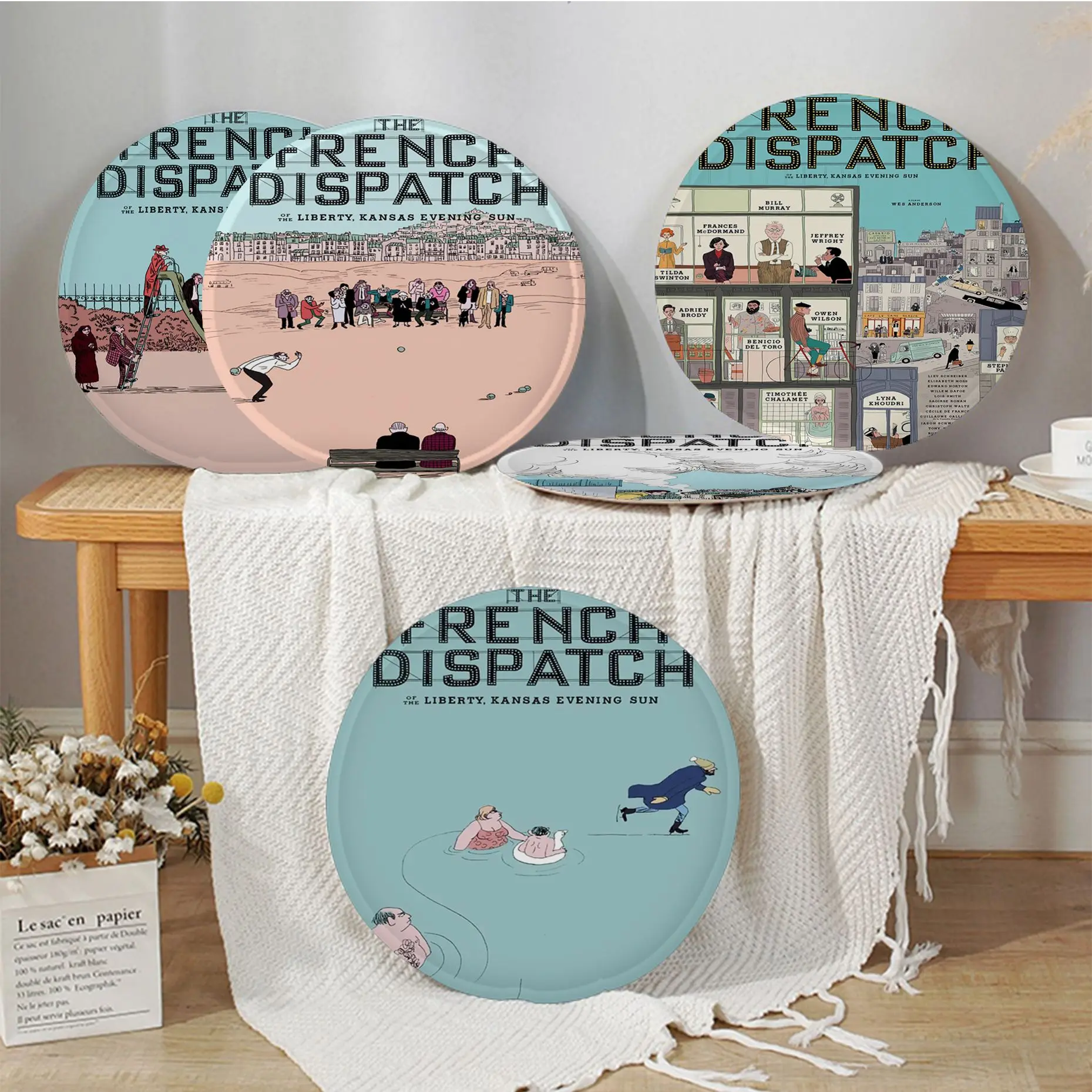 

The French Dispatch Movie Tie Rope Seat Cushion Office Dining Stool Pad Sponge Sofa Mat Non-Slip Outdoor Garden Cushions