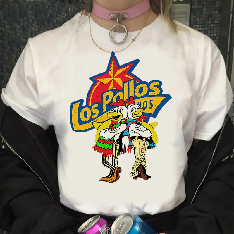 

los pollos hermanos t-shirt clothes men 2022 white t shirt grunge print y2k tshirt graphic