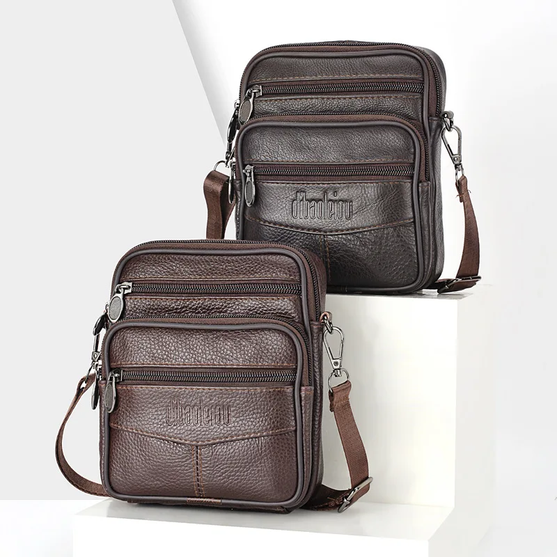 Men's Genuine Leather Shoulder Crossbody Bags High quality Tote Fashion Business Man Messenger Bag Cowhide Body Bags fanny pack