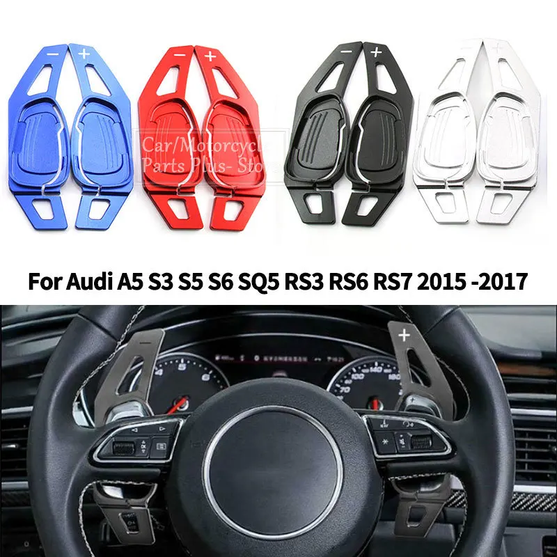 

2pcs Car Steering Wheel Paddle Extension Shifter Aluminum Alloy For Audi A5 S3 S5 S6 SQ5 RS3 RS6 RS7 2015 2016 2017 Sportback