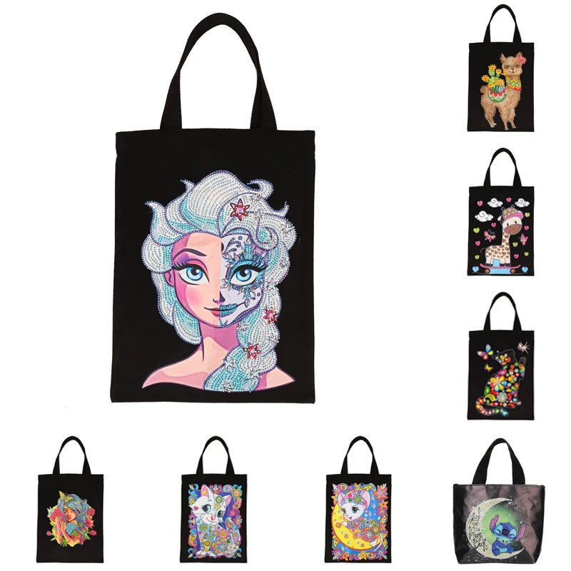 Disney Cartoon Diamond Painting Handbag DIY Rhinestone Embroidery Mosaic Shoulder Shopping Bag Reusable Storage Pouch Craft Gift