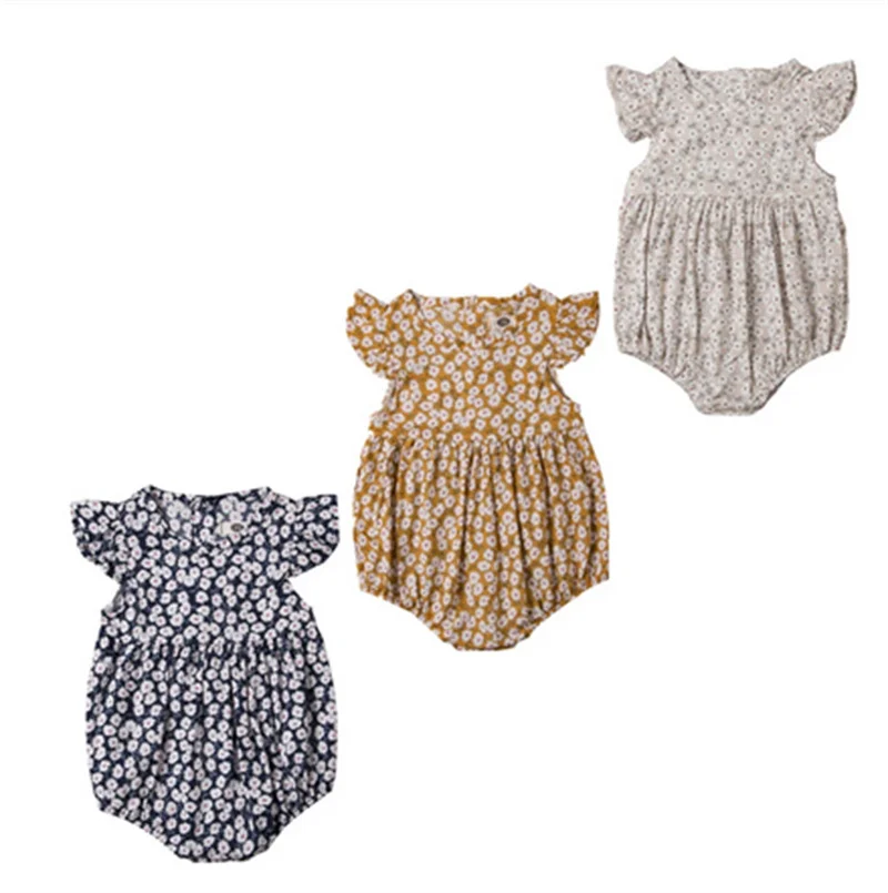 

Newborn Baby Girls Floral Romper Jumpsuit Ruffles Short Sleeve Outfits Clothes Summer Baby Clothing