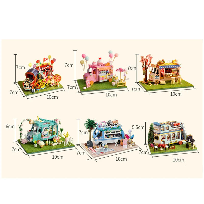new diy mini car ocean shop casa wooden doll house miniature building kits dollhouse with furniture lights toys for girls gifts free global shipping